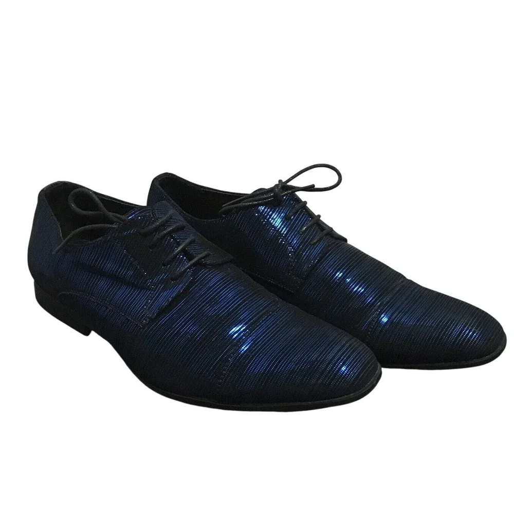 Amali Men's‎ Shoes Royal Blue Pin Stripe Look With Black Laces Size 10.5 Dance